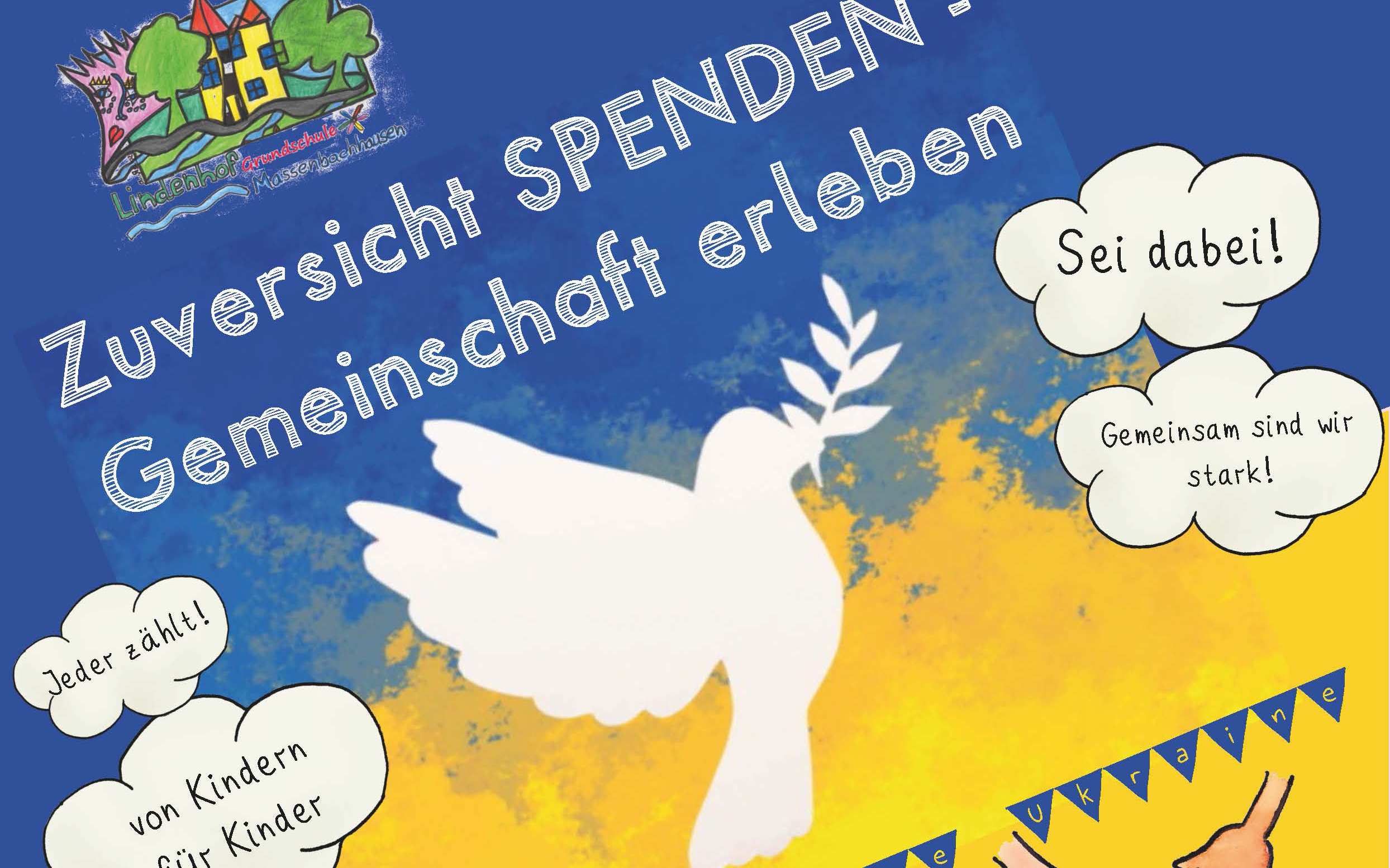 Plakat der Lindenhofschule zur Spendenaktion zugunsten Geflüchteter aus der Ukraine (Quelle: Lindenhofschule)