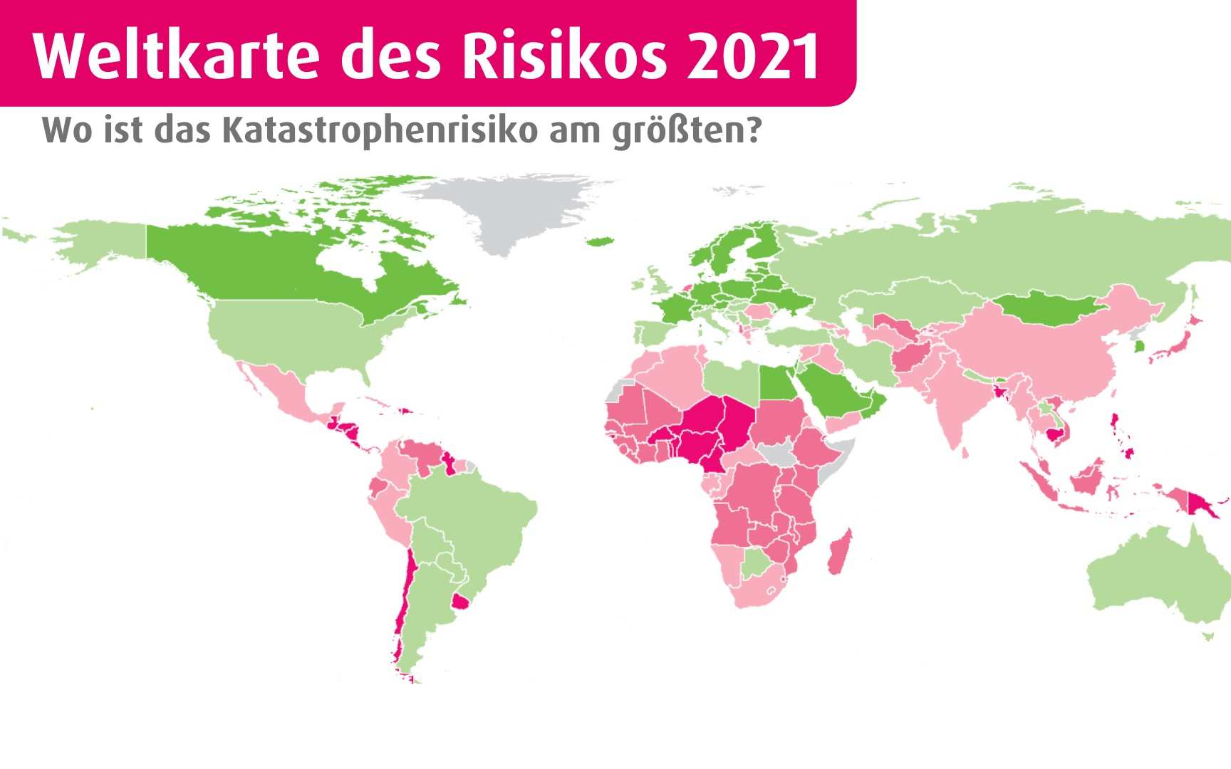 Weltkarte des Risikos: Grafik zum WeltRisikoBericht 2021 (Quelle: BEH)
