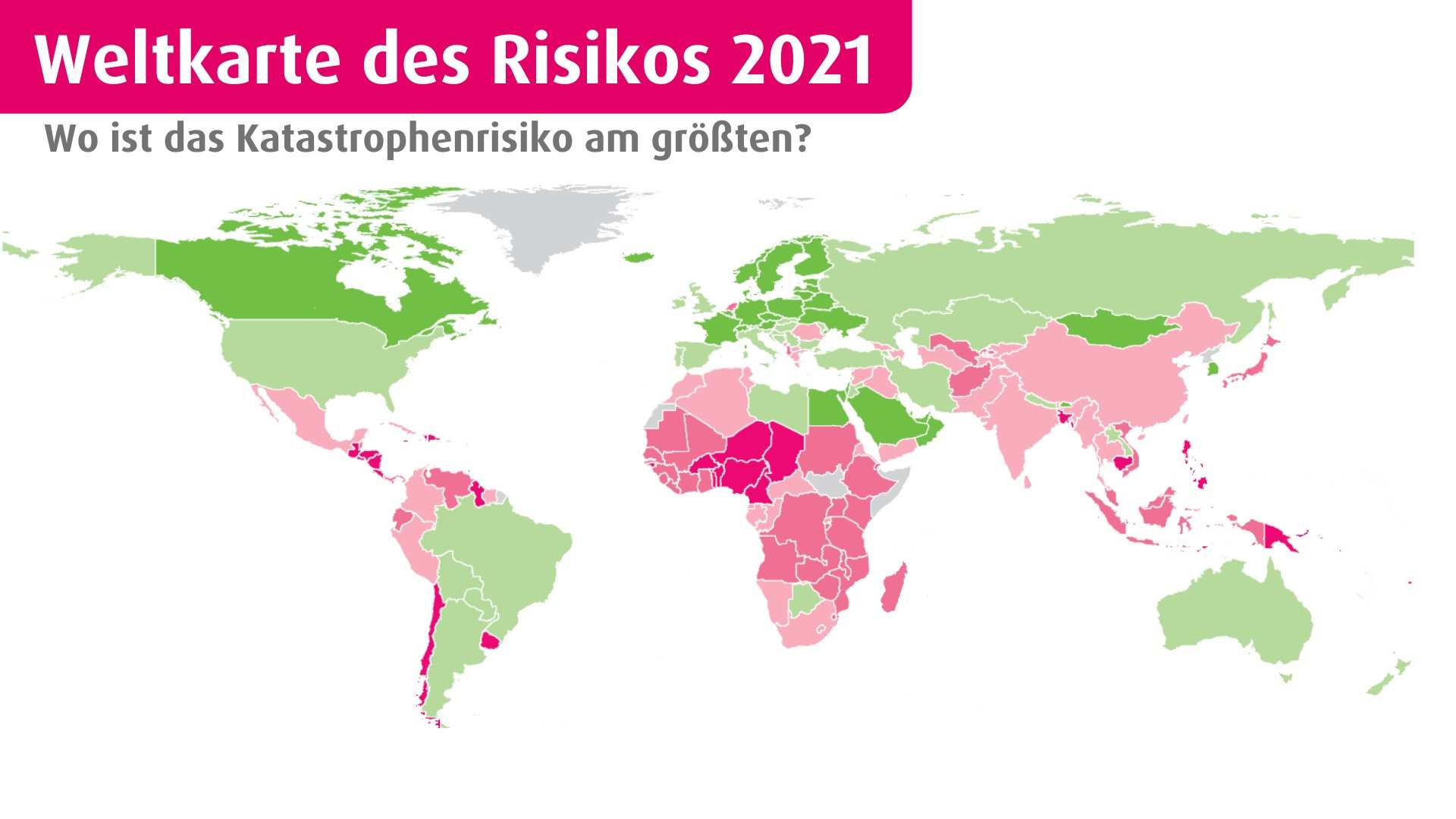 Weltkarte des Risikos: Grafik zum WeltRisikoBericht 2021 (Quelle: BEH)