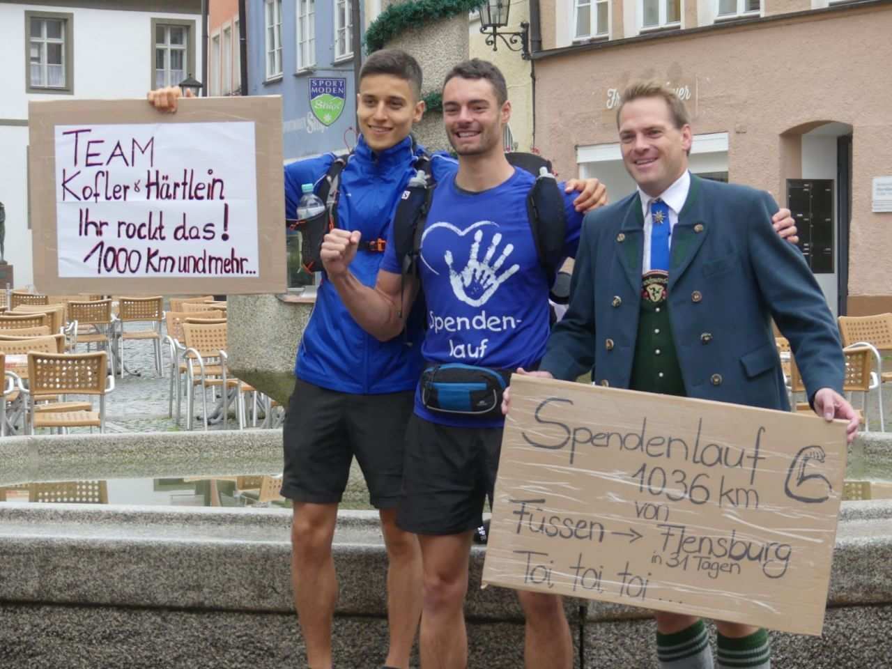 Start des Deutschlandlaufs von Felix Kofler und Adrian Härtlein in Füssen (Quelle: privat)