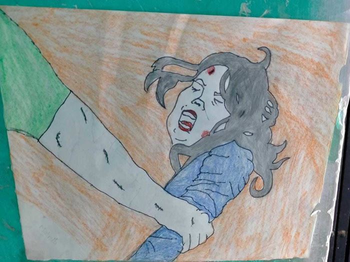 Orange Days - Zeichnung aus einem Malwettbewerb: Gewalt an einem Mädchen  (Quelle: Kindernothilfe-Partner)