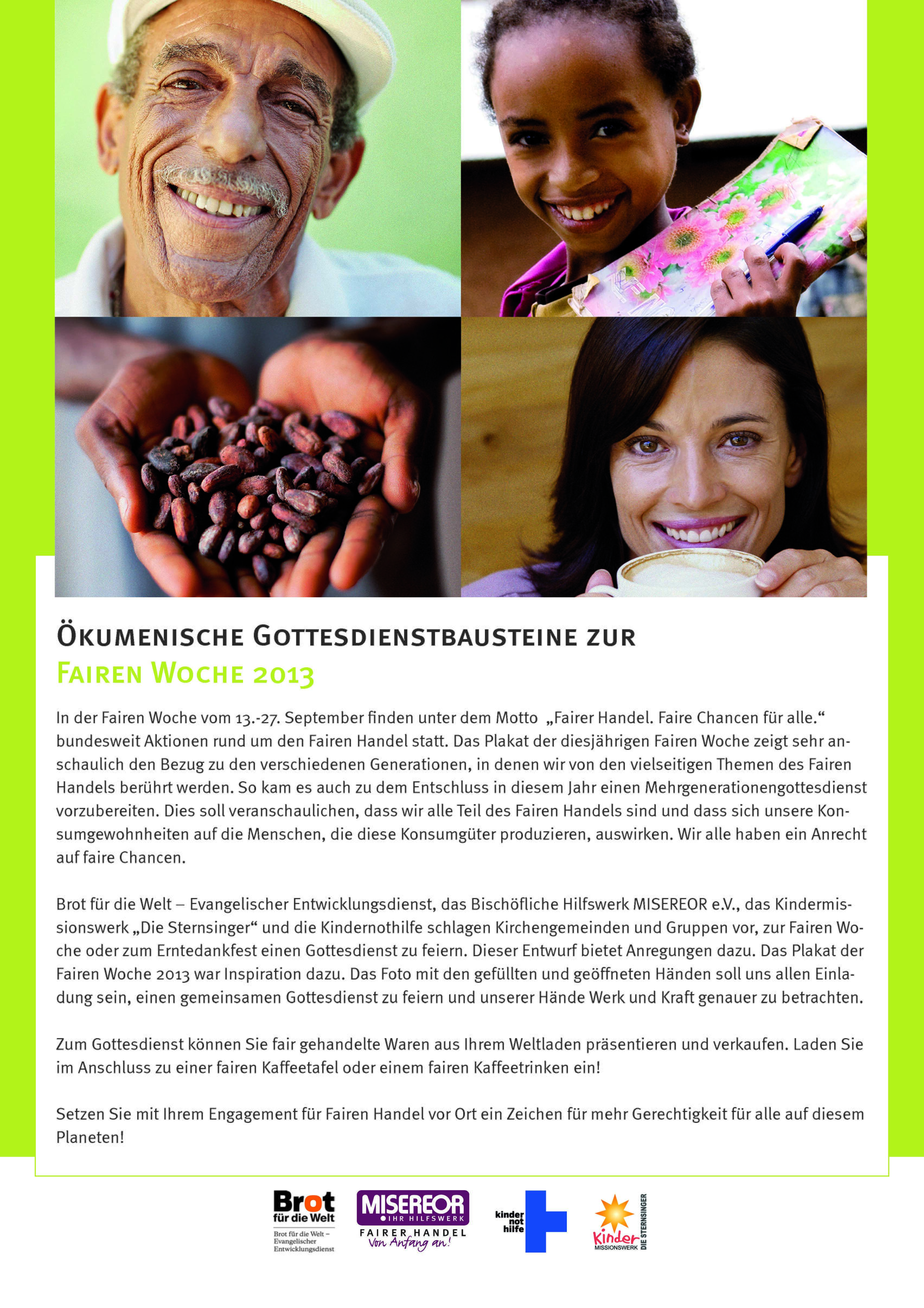 Coverbild Gottesdienstbausteine Faire Woche 2013 Coverbild Gottesdienstbausteine Faire Woche 2013