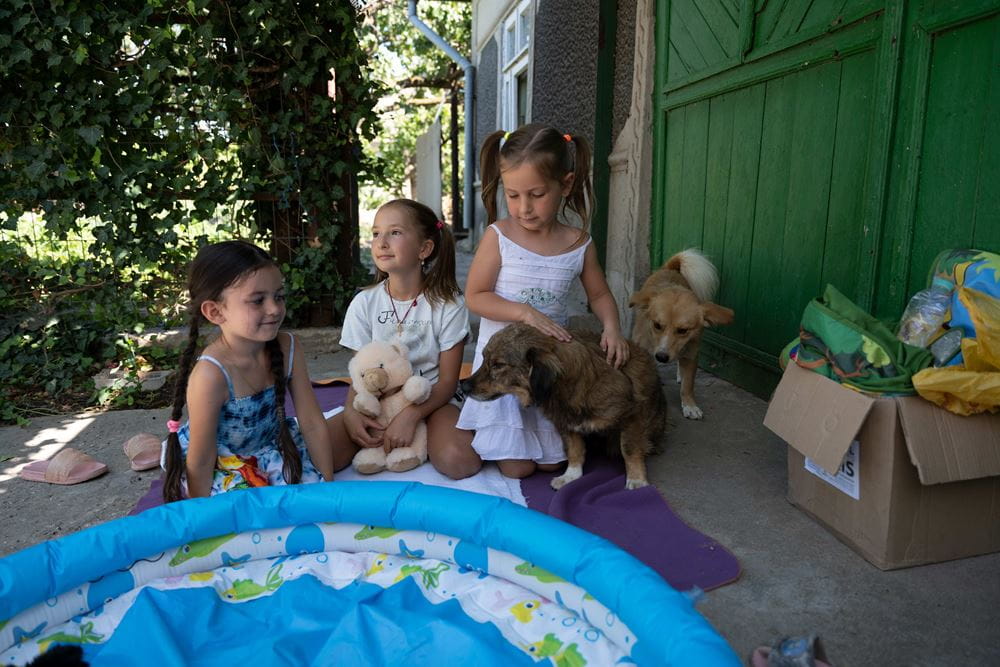 Drei Mädchen spielen mit Hunden (Quelle: Christian Nusch)