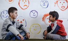 WAZ KNH Libanon - Weihnachts-Spendenaktion 2014; Richtige Schreibweise: Al Mahabbah - Nael  (12 J, l., grauer Pullover) ) wurde von Soldaten verprügelt. Fadi (11 J - roter Pulli )  musste mit ansehen, wie seine vierjährige Schwester durch Bombensplitter starb. Beide werden im Kinderschutzzentrum Al Mahaba von der Sozialtherapeutin Fayrousa Nasr betreut, 18.11.14 in Kfarnabrak, Chouf. foto: Jakob Studnar - WAZ - fotopool WAZ KNH Libanon - Weihnachts-Spendenaktion 2014; Richtige Schreibweise: Al Mahabbah - Nael  (12 J, l., grauer Pullover) ) wurde von Soldaten verprügelt. Fadi (11 J - roter Pulli )  musste mit ansehen, wie seine vierjährige Schwester durch Bombensplitter starb. Beide werden im Kinderschutzzentrum Al Mahaba von der Sozialtherapeutin Fayrousa Nasr betreut, 18.11.14 in Kfarnabrak, Chouf. foto: Jakob Studnar - WAZ - fotopool