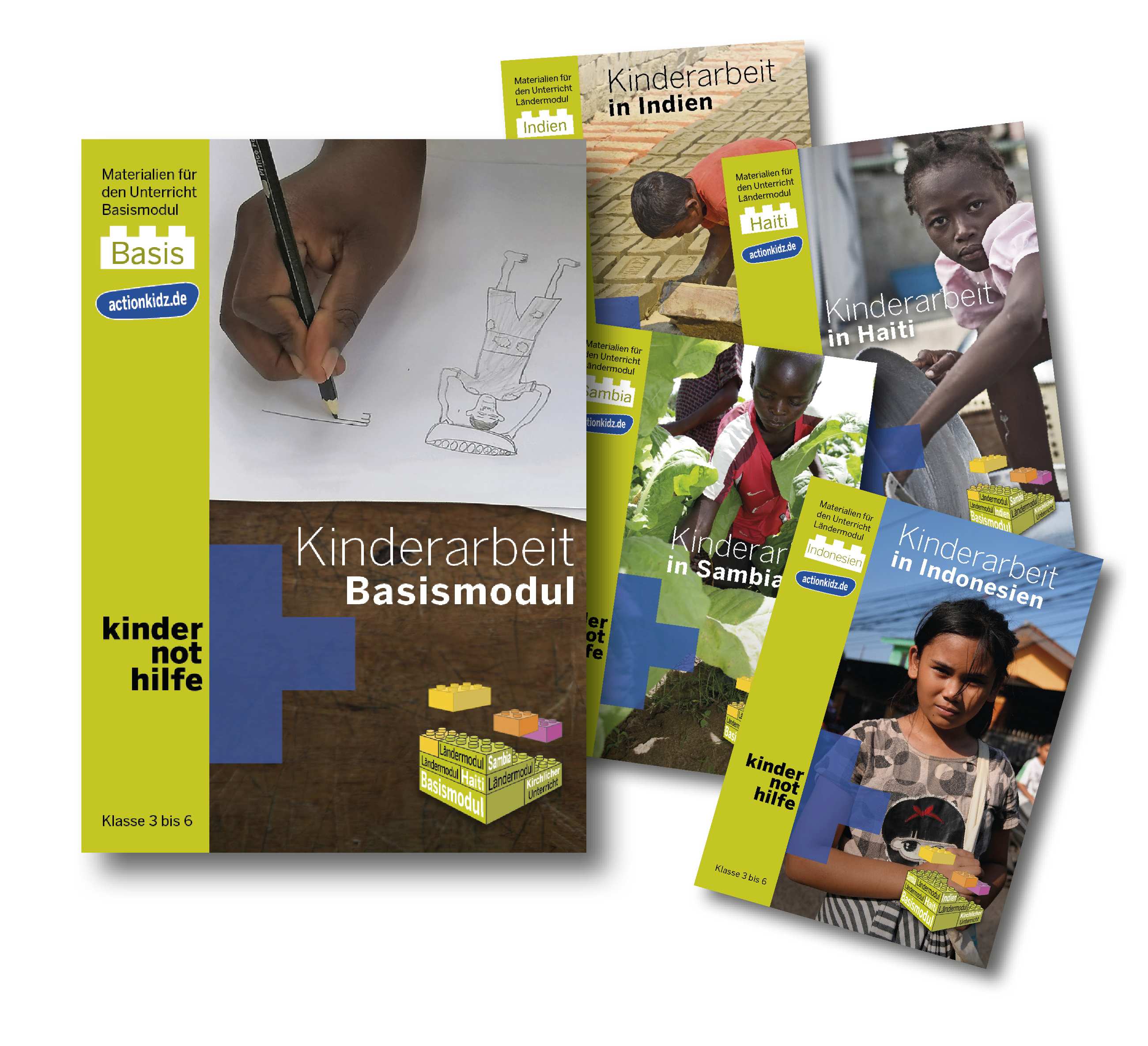 Abbildung aller Ländermodule der ActionKidz (Quelle: Kindernothilfe)
