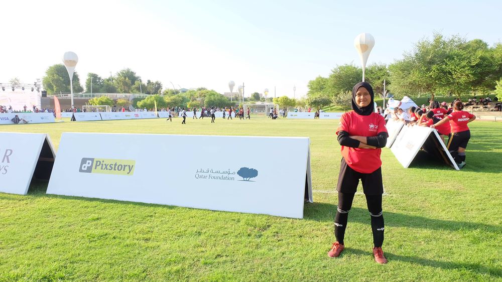 „Street Child World Cup”: eine Fußballweltmeisterschaft für Kinder aus armen Familien in Doha/Katar. Anisa (15) aus unserem Action!Kidz-Projekt in Jakarta spielte im Indonesien-Team mit! (Quelle: Kindernothilfepartn