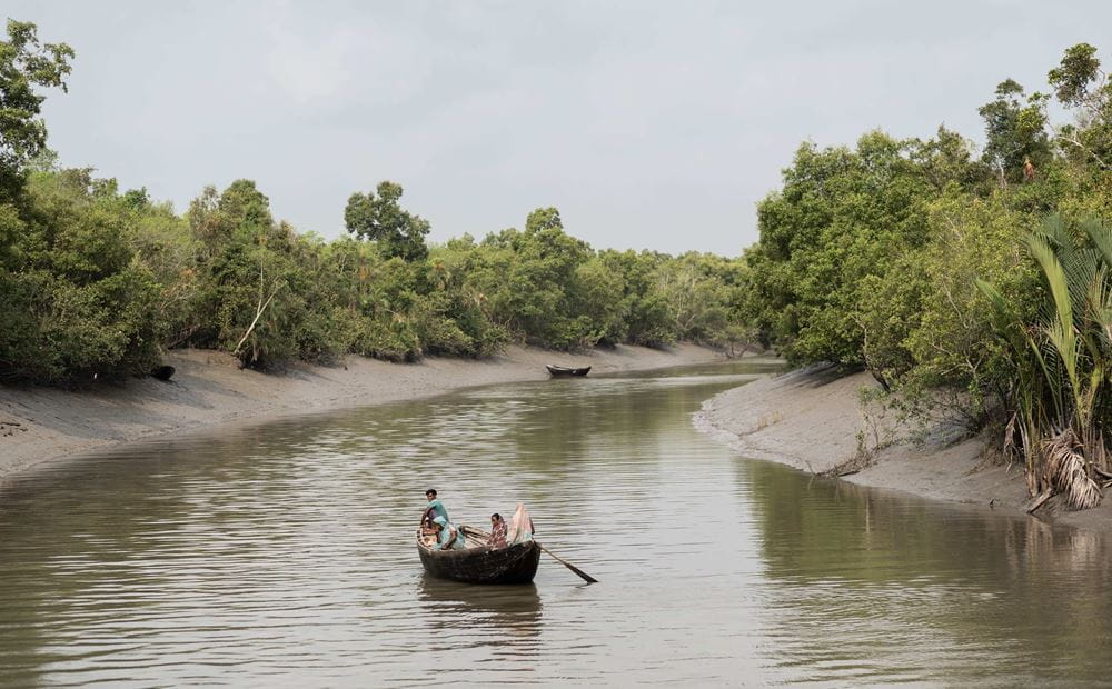 Bangladesch: Ein Boot auf einem Fluss im Urwald (Quelle: Lars Heidrich)