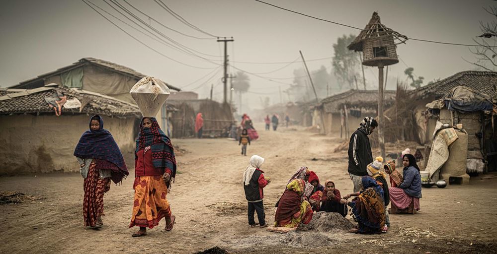 Menschen sitzen auf der Straße, Fußgänger gehen an ihnen vorbei (Quelle: Jakob Studnar) Menschen sitzen auf der Straße, Fußgänger gehen an ihnen vorbei (Quelle: Jakob Studnar)
