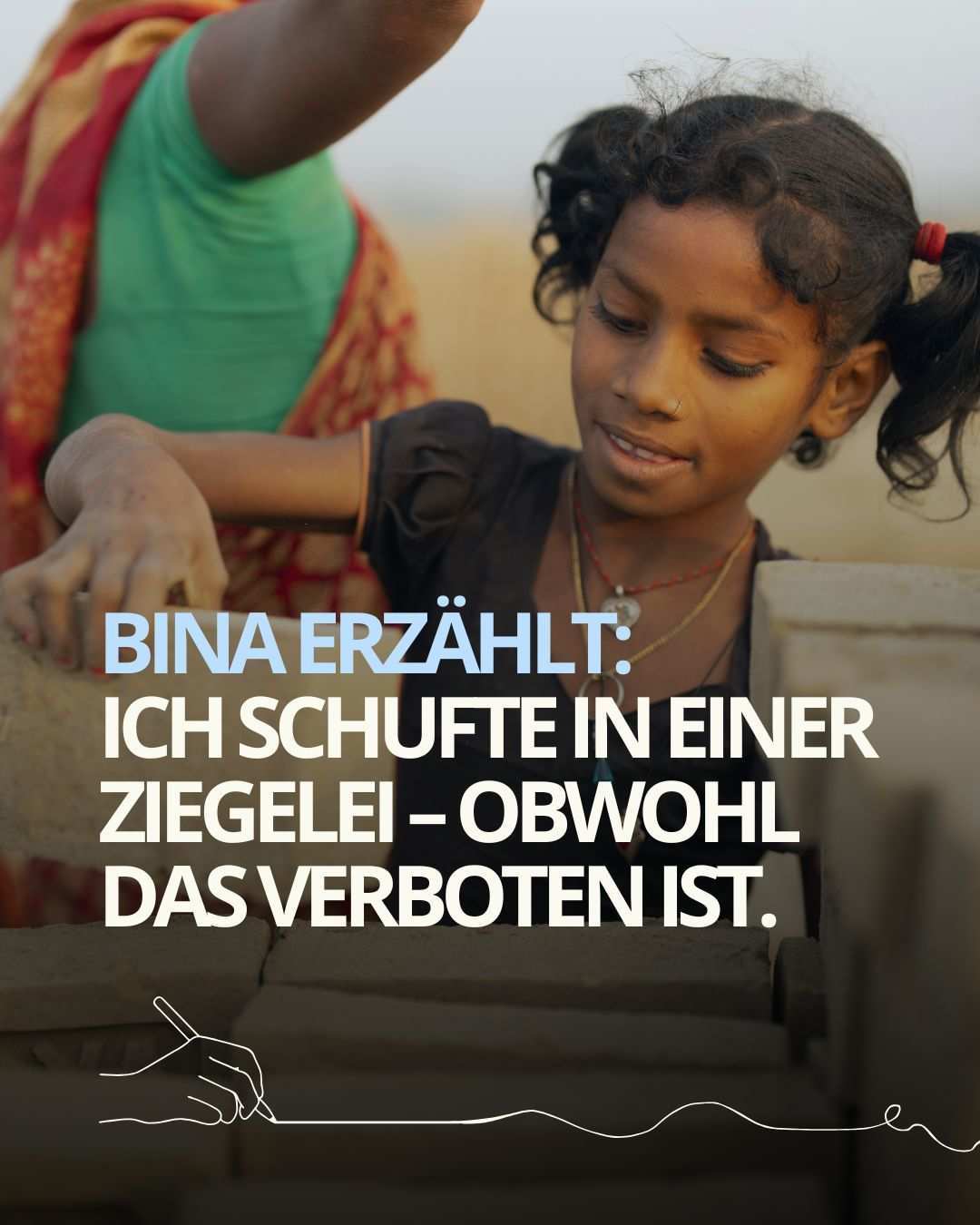 Instagrampost "Bina erzählt: Ich schufte in einer Ziegelei - obwohl das verboten ist." (Quelle: KNH)