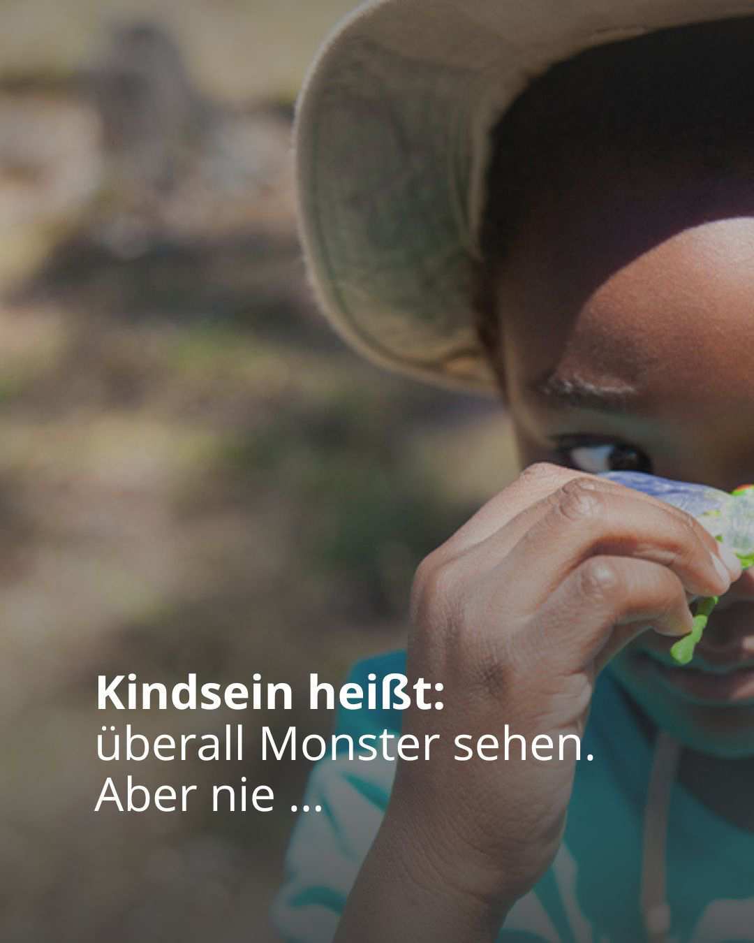 Instagram-Karussellslides: Kampagne #Kindsein; Motiv Gewalt (Monster)