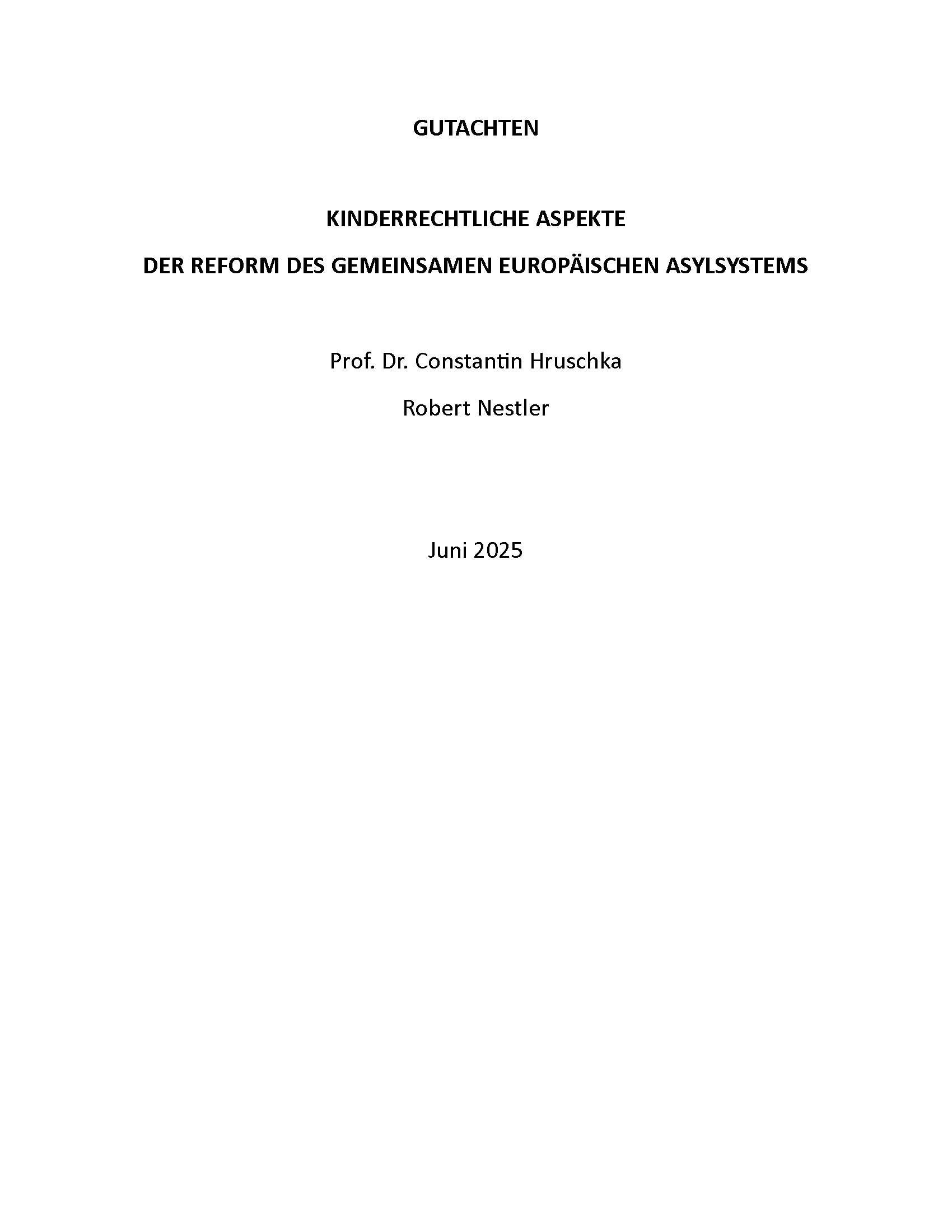 Titelseite Gutachten zur Reform des gemeinsamen Europpäischen Asylsystems Titelseite Gutachten zur Reform des gemeinsamen Europpäischen Asylsystems
