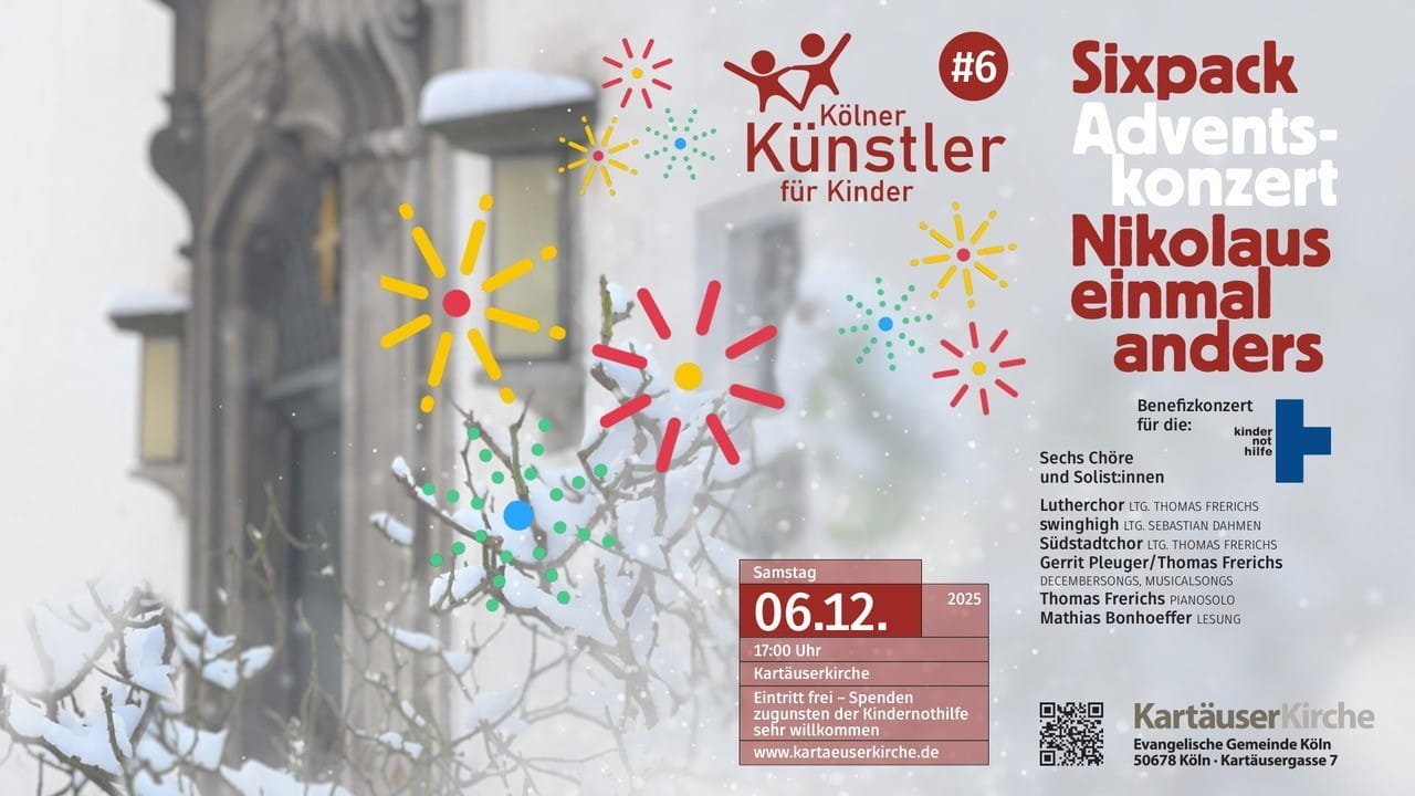 Flyer Sixpack Nikolauskonzert
# 6 Kölner Künstler*innen für Kinder Flyer Sixpack Nikolauskonzert
# 6 Kölner Künstler*innen für Kinder