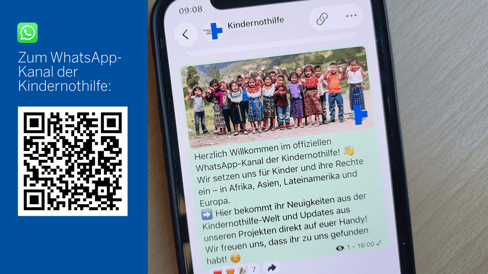 QR-Code zum WhatsApp-Kanal der Kindernothilfe (Quelle: Kindernothilfe) QR-Code zum WhatsApp-Kanal der Kindernothilfe (Quelle: Kindernothilfe)