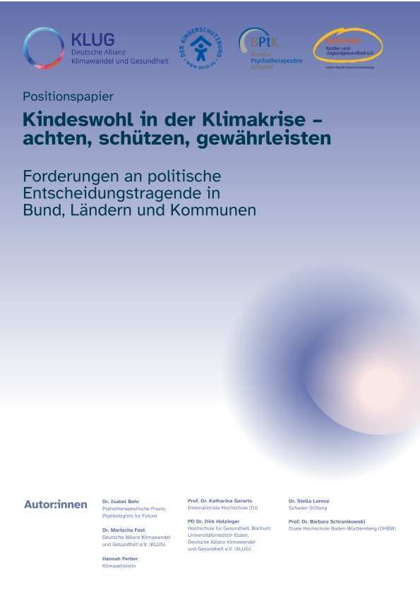 Titel Positionspapier "Kindeswohl in der Klimakrise"