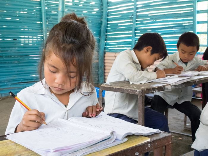 Ein Mädchen sitzt in der Schule und schreibt. (Quelle: Steven Davies) Ein Mädchen sitzt in der Schule und schreibt. (Quelle: Steven Davies)