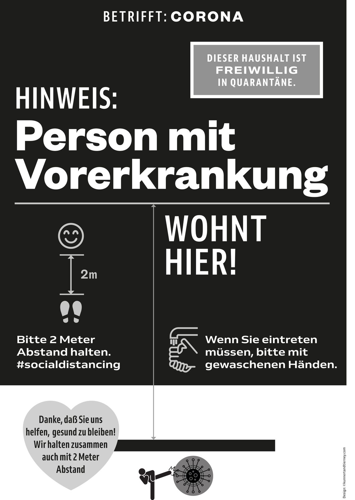 freiwillige Quarantäne Poster deutsch schwarz-weiß (Quelle: Chris Kunnert )