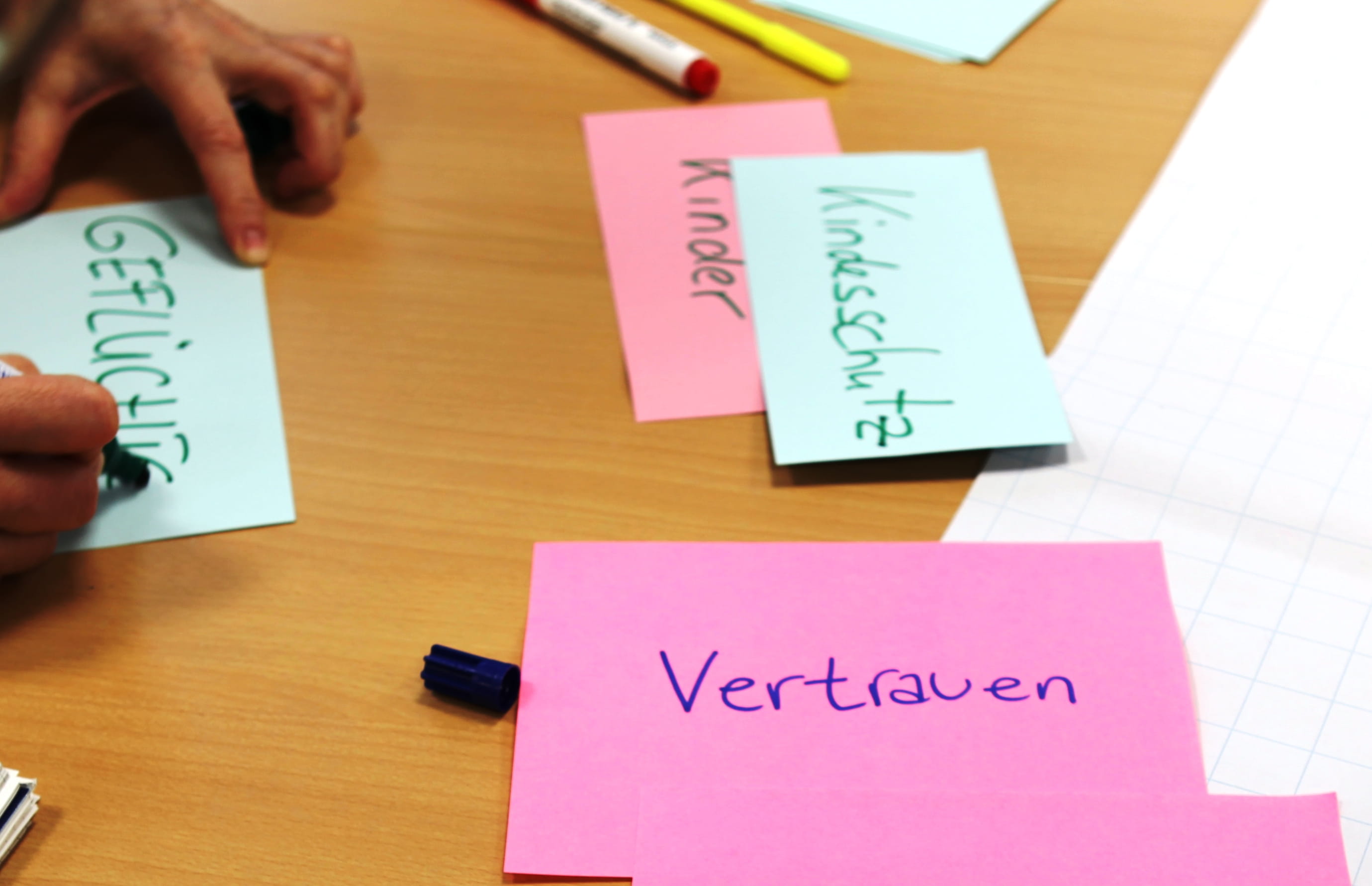 Metaplan-Karte mit dem Wort "Vertrauen" (Quelle: Ludwig Grunewald, Kindernothilfe).