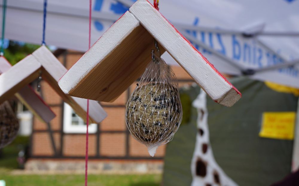Reportage "Ein Dorf in Kindernothilfe-Hand"; Foto: Meisenknödel mit kleinem Holzdach (Quelle: Ralf Krämer / Kindernothilfe) Reportage "Ein Dorf in Kindernothilfe-Hand"; Foto: Meisenknödel mit kleinem Holzdach (Quelle: Ralf Krämer / Kindernothilfe)